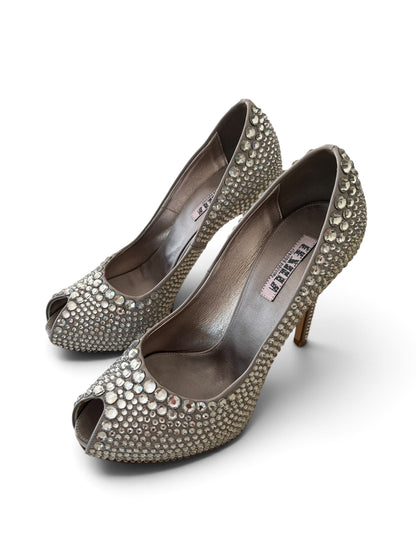 Le Silla Limited Edition 15/50 Crystal Le Silla Limited Edition 15/50 Crystal Peep Toe Pumps | Crystal Embellished High Heels Made in Italy | Luxury Bridal Shoes EU 37