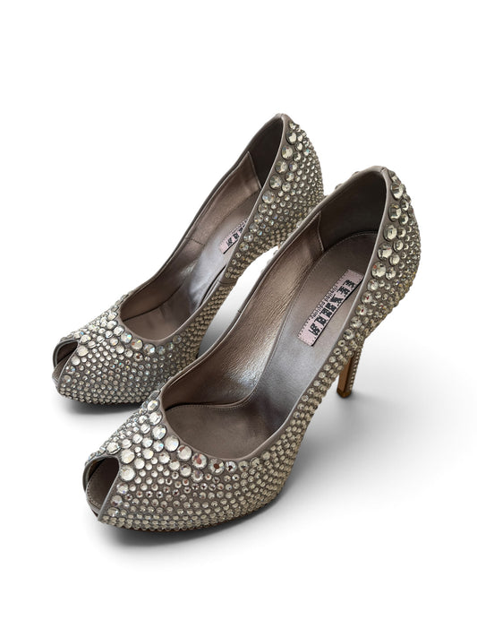Le Silla Limited Edition 15/50 Crystal Le Silla Limited Edition 15/50 Crystal Peep Toe Pumps | Crystal Embellished High Heels Made in Italy | Luxury Bridal Shoes EU 37