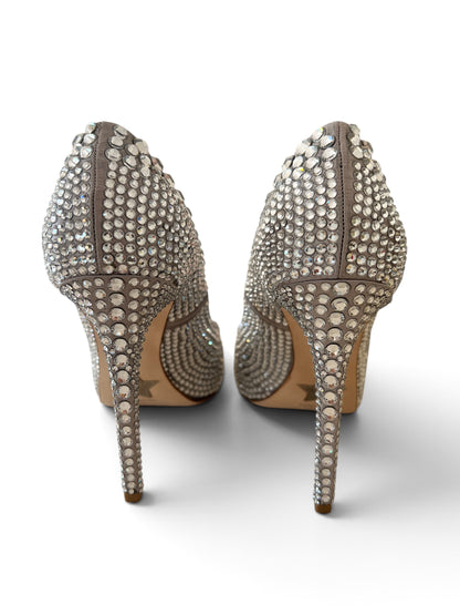 Le Silla Limited Edition 15/50 Crystal Le Silla Limited Edition 15/50 Crystal Peep Toe Pumps | Crystal Embellished High Heels Made in Italy | Luxury Bridal Shoes EU 37