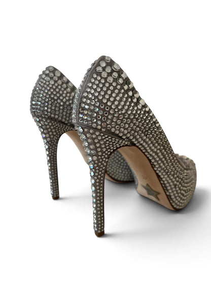 Le Silla Limited Edition 15/50 Crystal Le Silla Limited Edition 15/50 Crystal Peep Toe Pumps | Crystal Embellished High Heels Made in Italy | Luxury Bridal Shoes EU 37