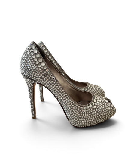 Le Silla Limited Edition 15/50 Crystal Le Silla Limited Edition 15/50 Crystal Peep Toe Pumps | Crystal Embellished High Heels Made in Italy | Luxury Bridal Shoes EU 37