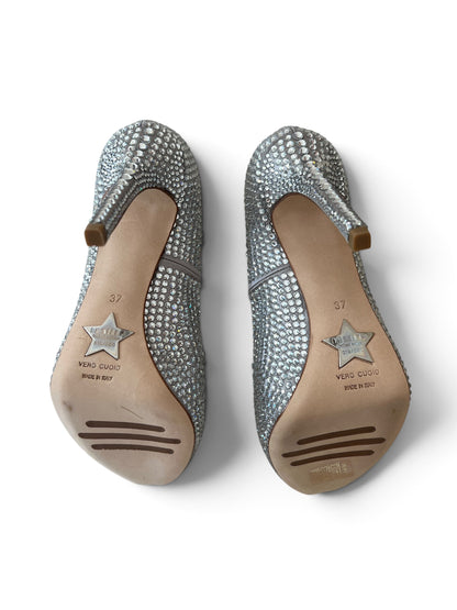 Le Silla Limited Edition 15/50 Crystal Le Silla Limited Edition 15/50 Crystal Peep Toe Pumps | Crystal Embellished High Heels Made in Italy | Luxury Bridal Shoes EU 37