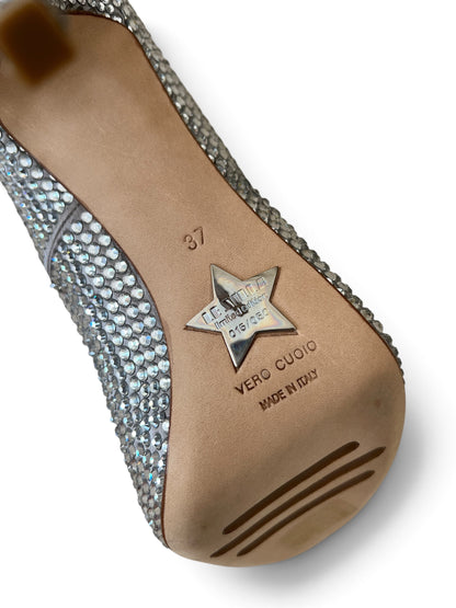 Le Silla Limited Edition 15/50 Crystal Le Silla Limited Edition 15/50 Crystal Peep Toe Pumps | Crystal Embellished High Heels Made in Italy | Luxury Bridal Shoes EU 37
