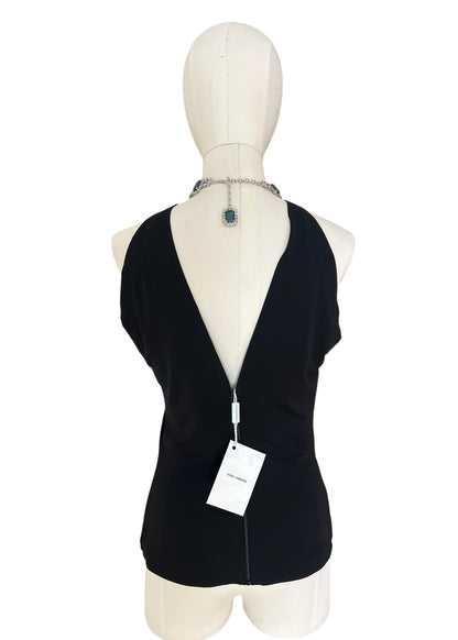 Dolce & Gabbana AW2001 Black Halter Jewel Neck Top Crystal Choker Archive Y2K Vintage