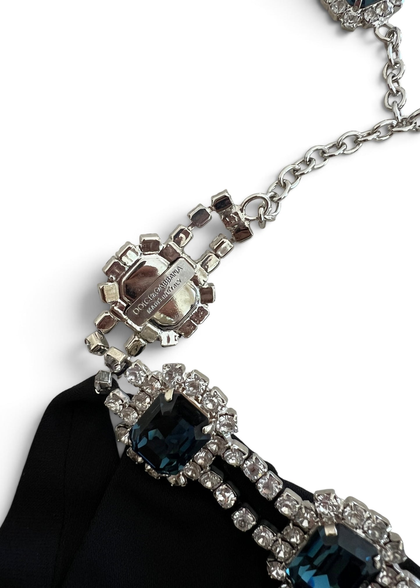 Dolce & Gabbana AW2001 Black Halter Jewel Neck Top Crystal Choker Archive Y2K Vintage