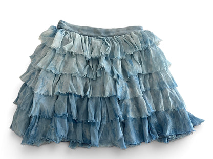 Dolce & Gabbana Blue Ruffle Silk Mini Skirt
