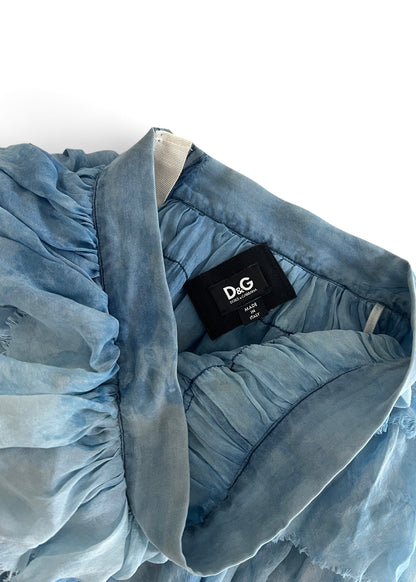 Dolce & Gabbana Blue Ruffle Silk Mini Skirt