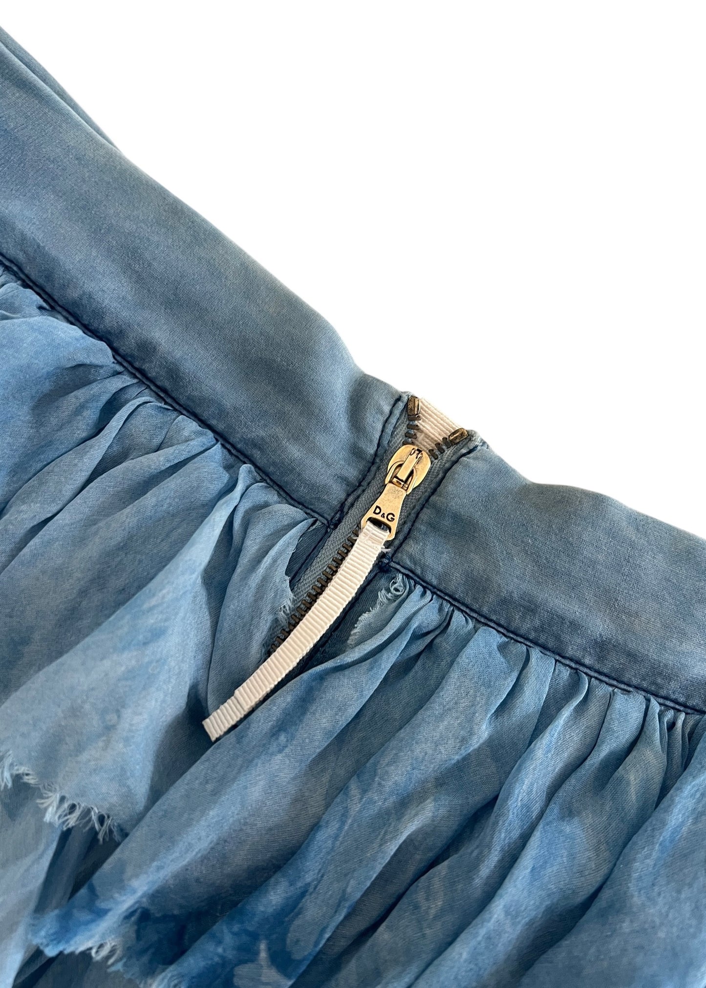 Dolce & Gabbana Blue Ruffle Silk Mini Skirt