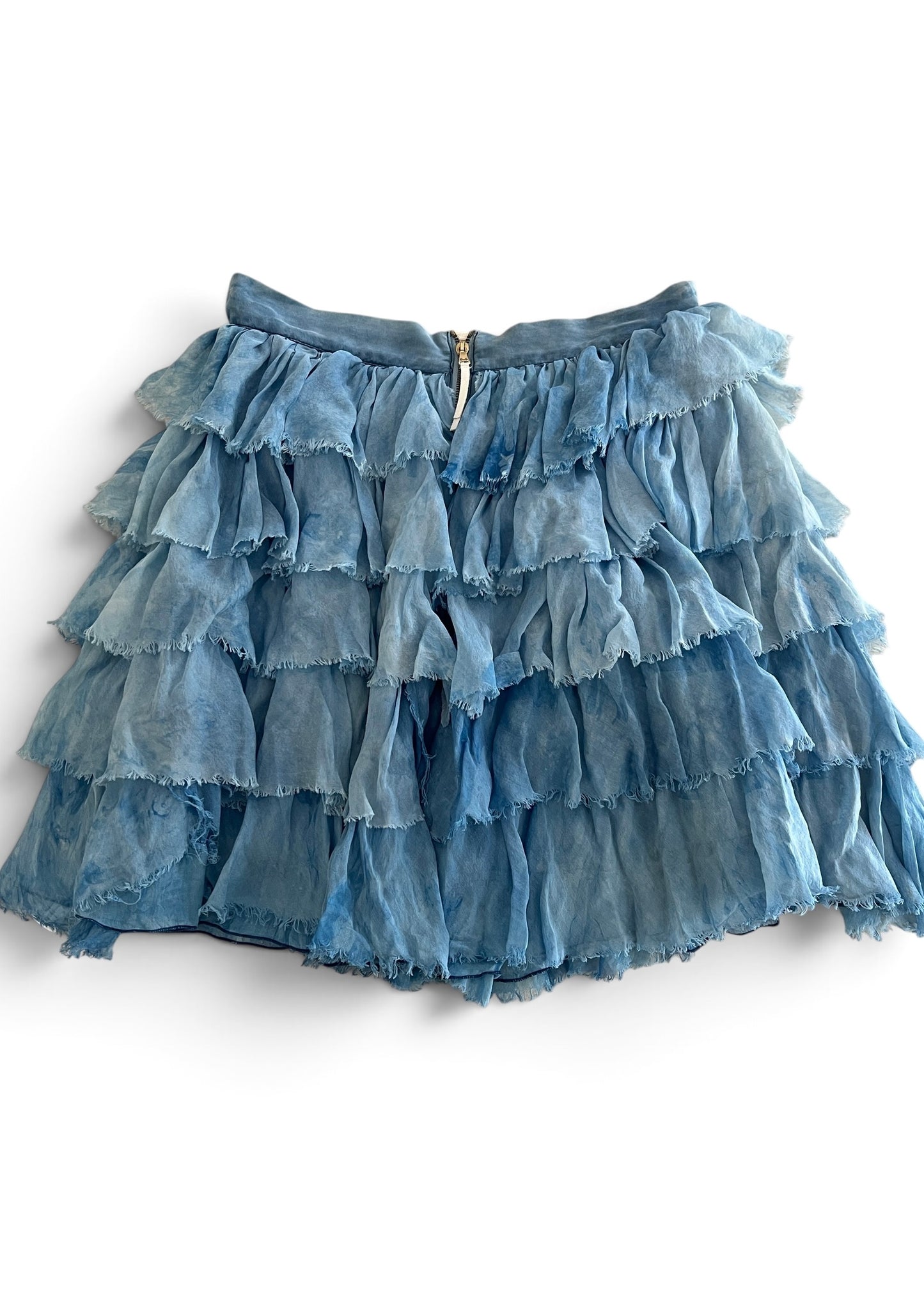 Dolce & Gabbana Blue Ruffle Silk Mini Skirt