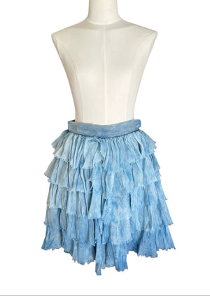 Dolce & Gabbana Blue Ruffle Silk Mini Skirt