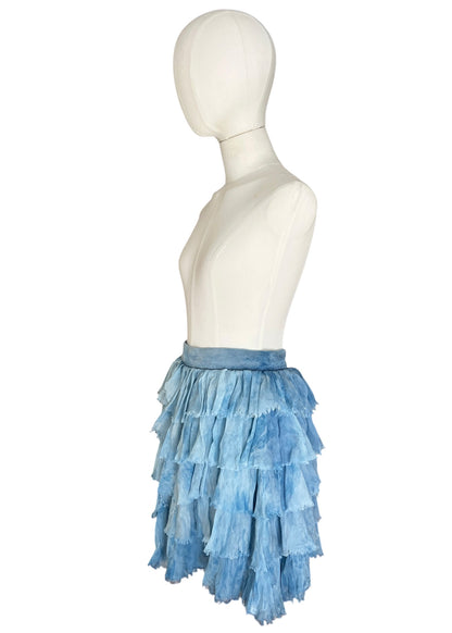 Dolce & Gabbana Blue Ruffle Silk Mini Skirt