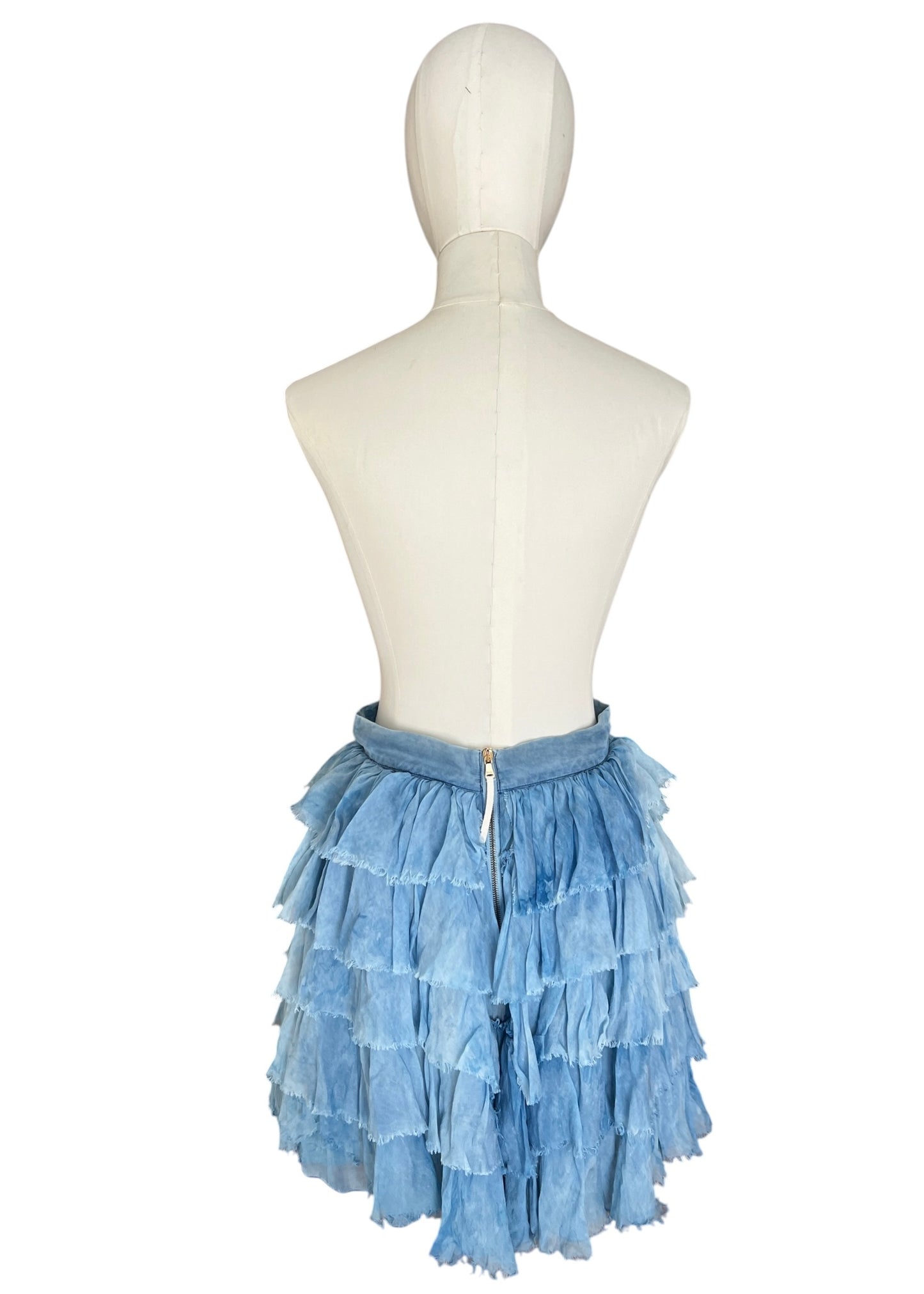 Dolce & Gabbana Blue Ruffle Silk Mini Skirt