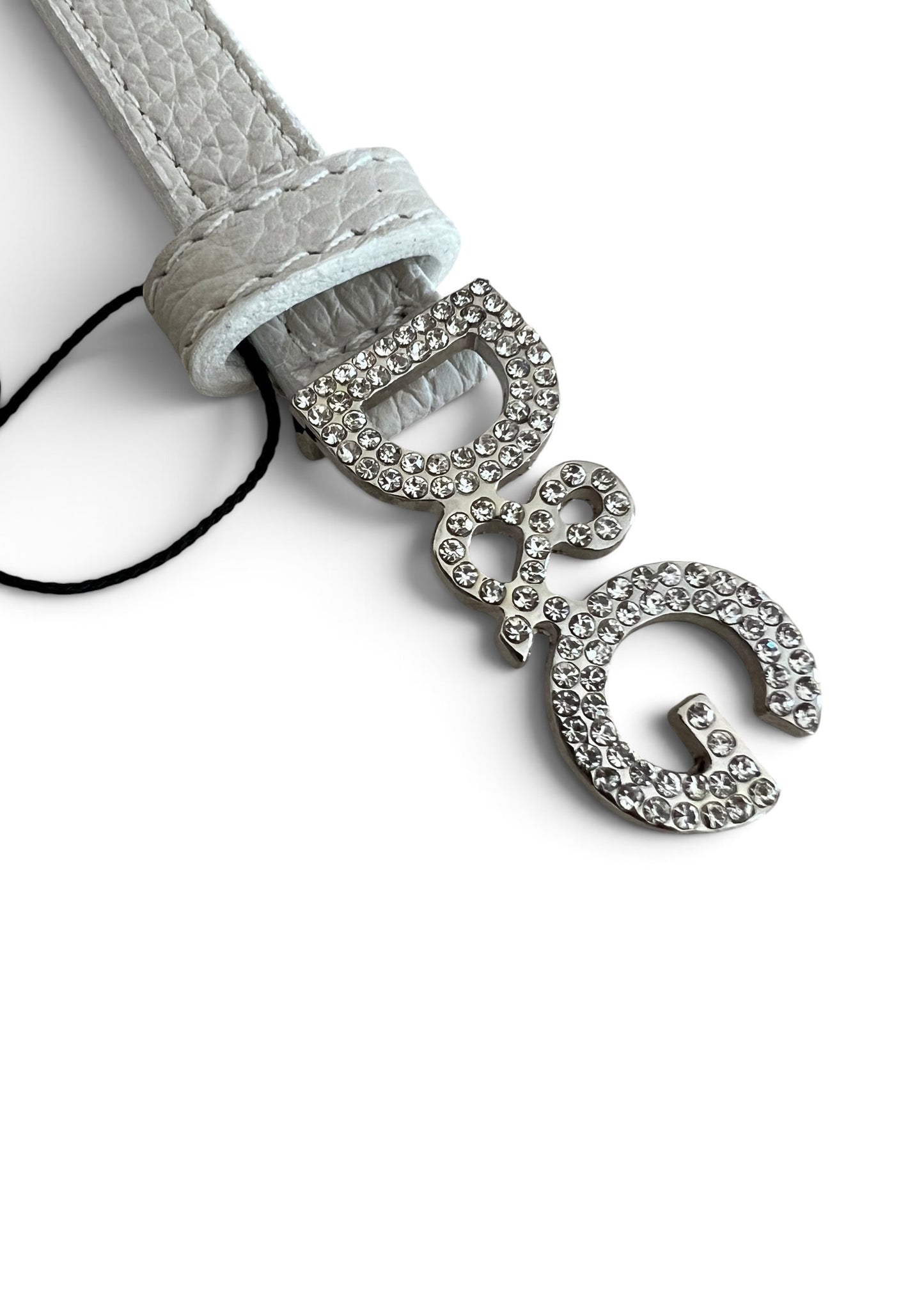 Dolce & Gabbana Vintage White Leather Crystal Belt | Y2K Archive