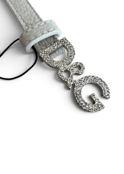Dolce & Gabbana Vintage White Leather Crystal Belt | Y2K Archive