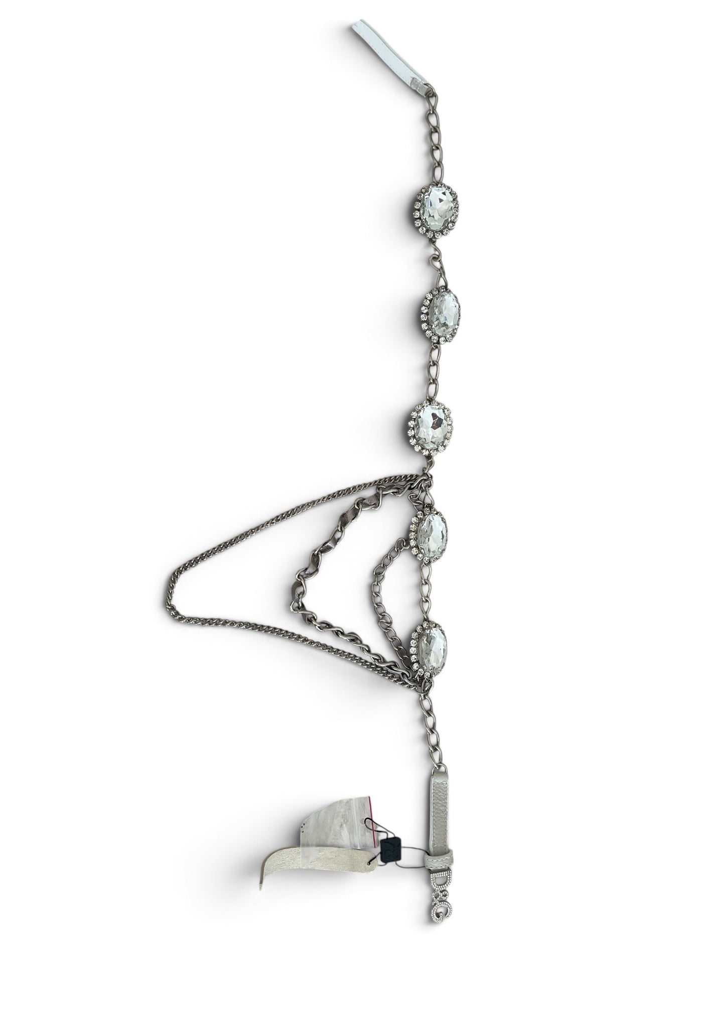 Dolce & Gabbana Vintage White Leather Crystal Belt | Y2K Archive