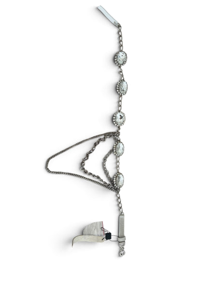 Dolce & Gabbana Vintage White Leather Crystal Belt | Y2K Archive