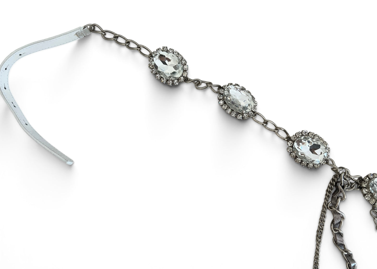 Dolce & Gabbana Vintage White Leather Crystal Belt | Y2K Archive