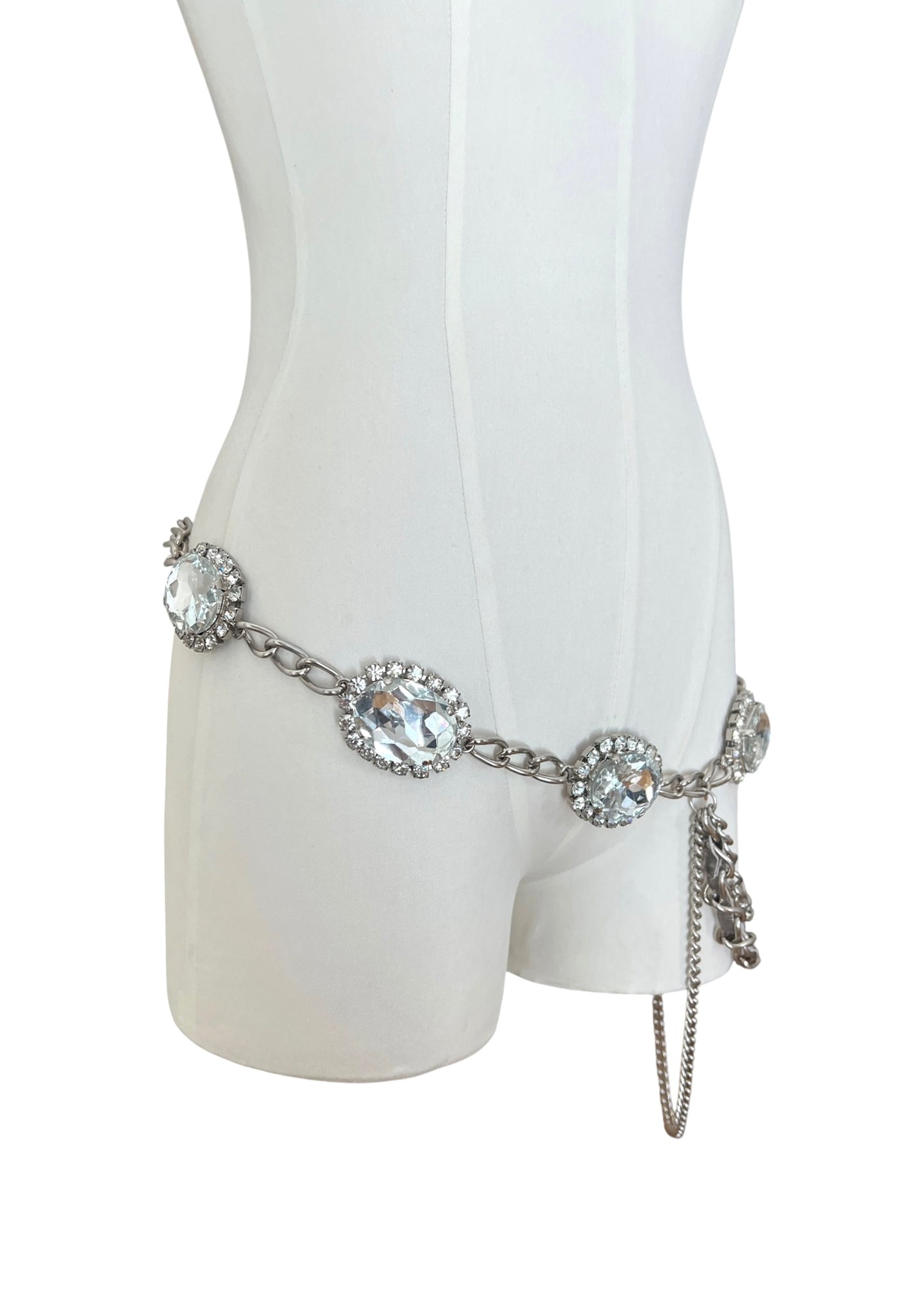 Dolce & Gabbana Vintage White Leather Crystal Belt | Y2K Archive