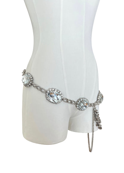 Dolce & Gabbana Vintage White Leather Crystal Belt | Y2K Archive