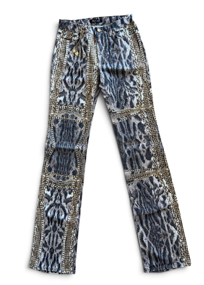 Roberto Cavalli Animal Print Chain Set | Archive Y2K Top & Jeans Co-Ord