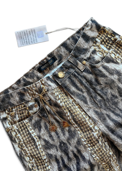 Roberto Cavalli Animal Print Chain Set | Archive Y2K Top & Jeans Co-Ord