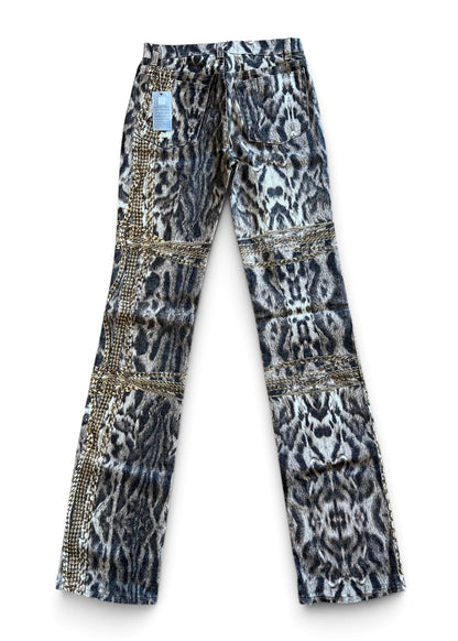 Roberto Cavalli Animal Print Chain Set | Archive Y2K Top & Jeans Co-Ord