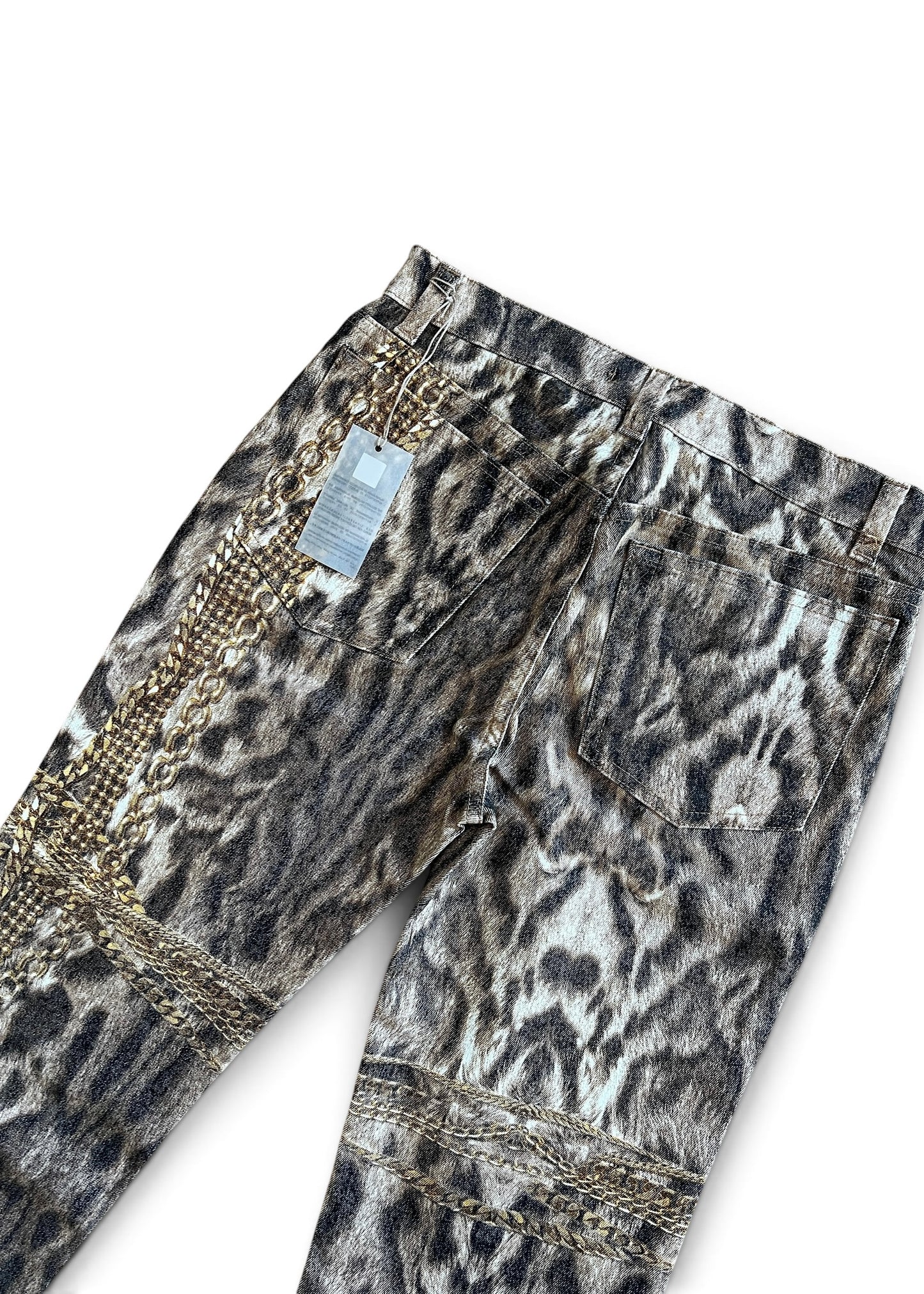 Roberto Cavalli Animal Print Chain Set | Archive Y2K Top & Jeans Co-Ord
