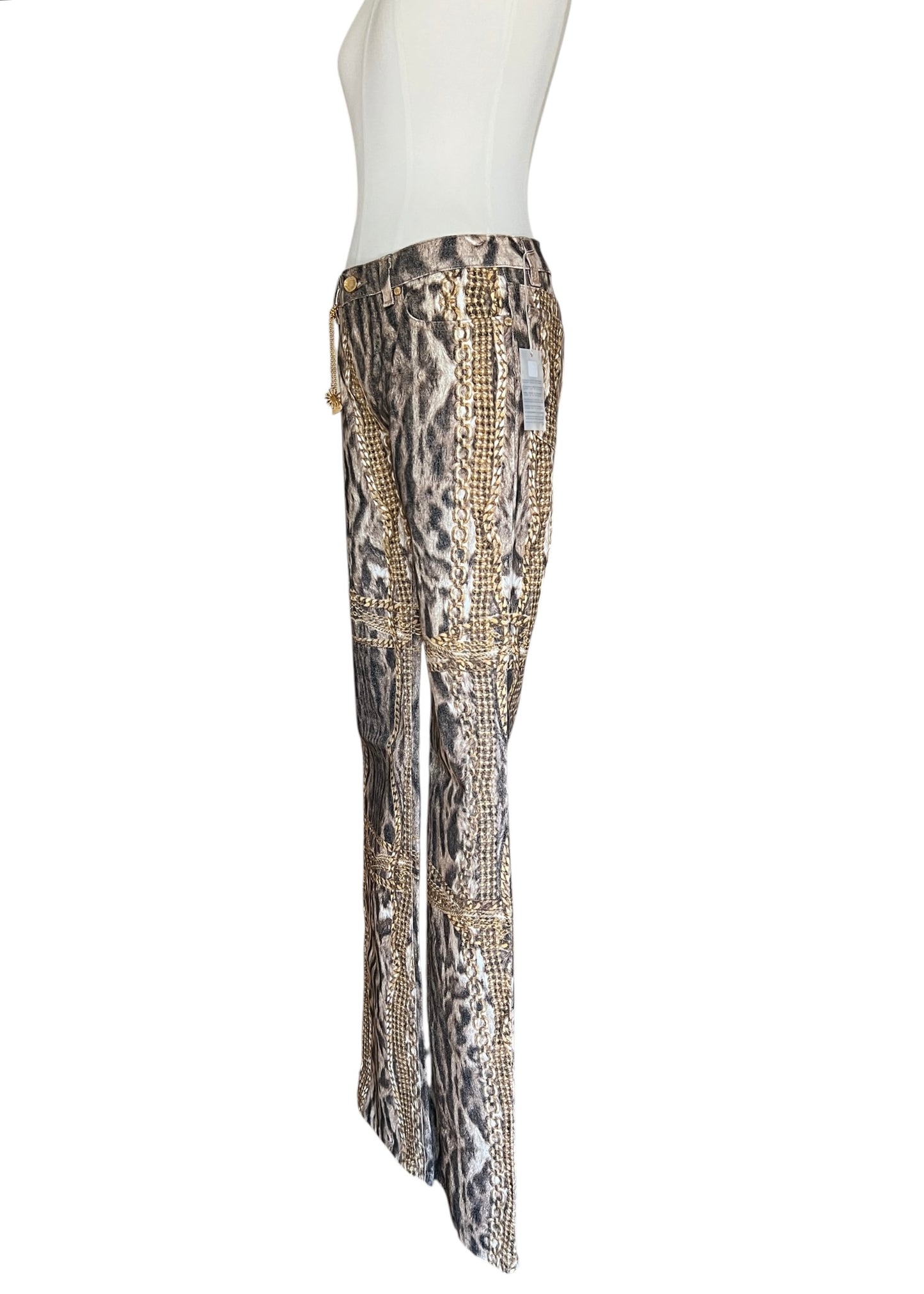 Roberto Cavalli Animal Print Chain Set | Archive Y2K Top & Jeans Co-Ord