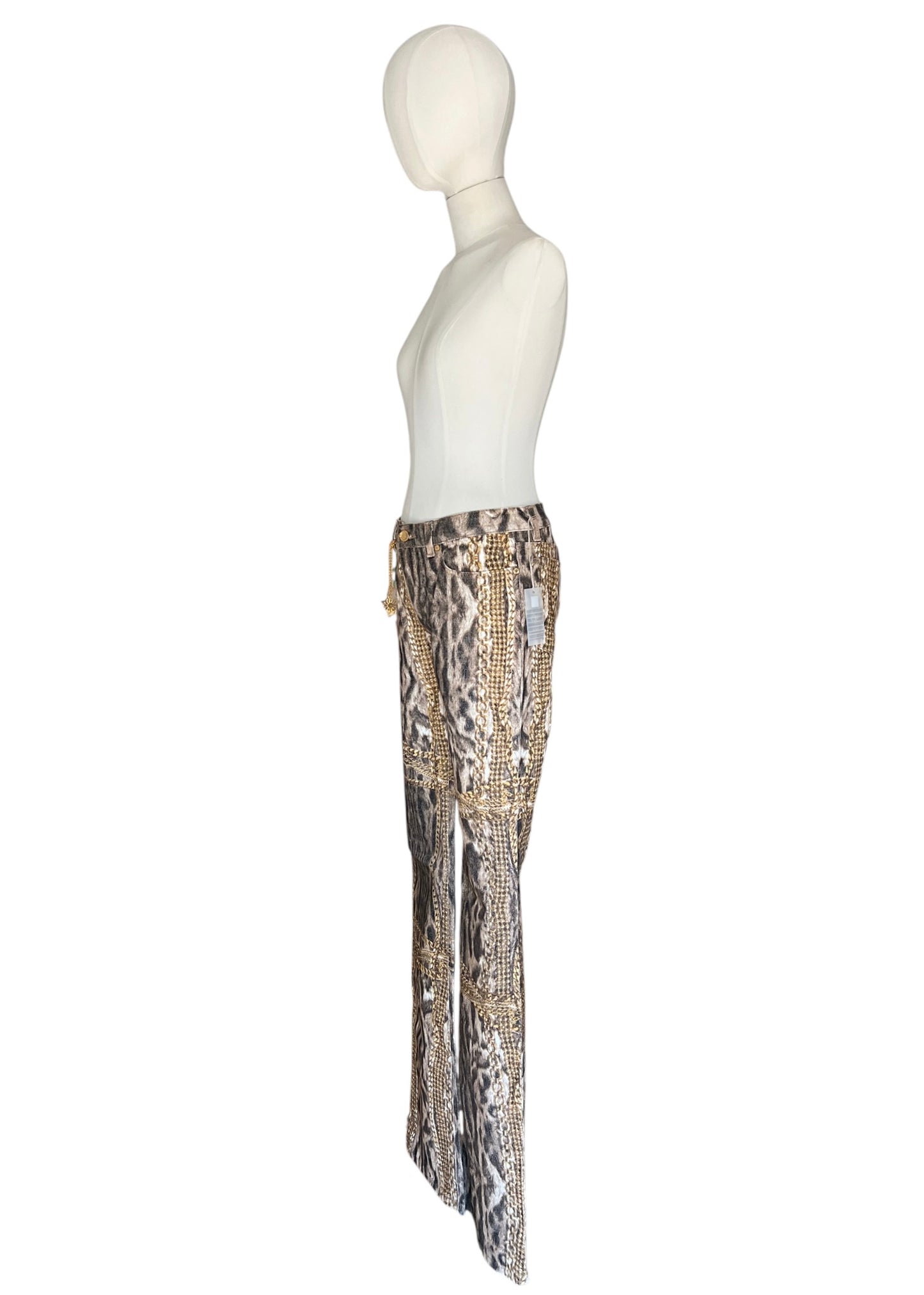 Roberto Cavalli Animal Print Chain Set | Archive Y2K Top & Jeans Co-Ord