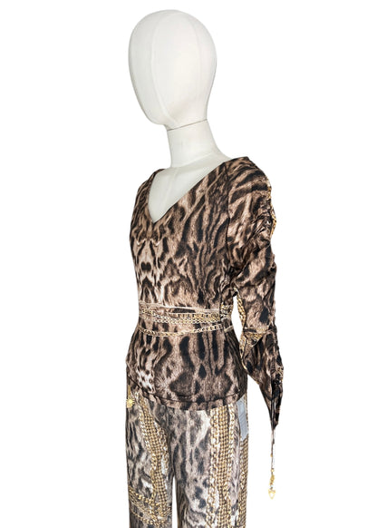 Roberto Cavalli Animal Print Chain Set | Archive Y2K Top & Jeans Co-Ord
