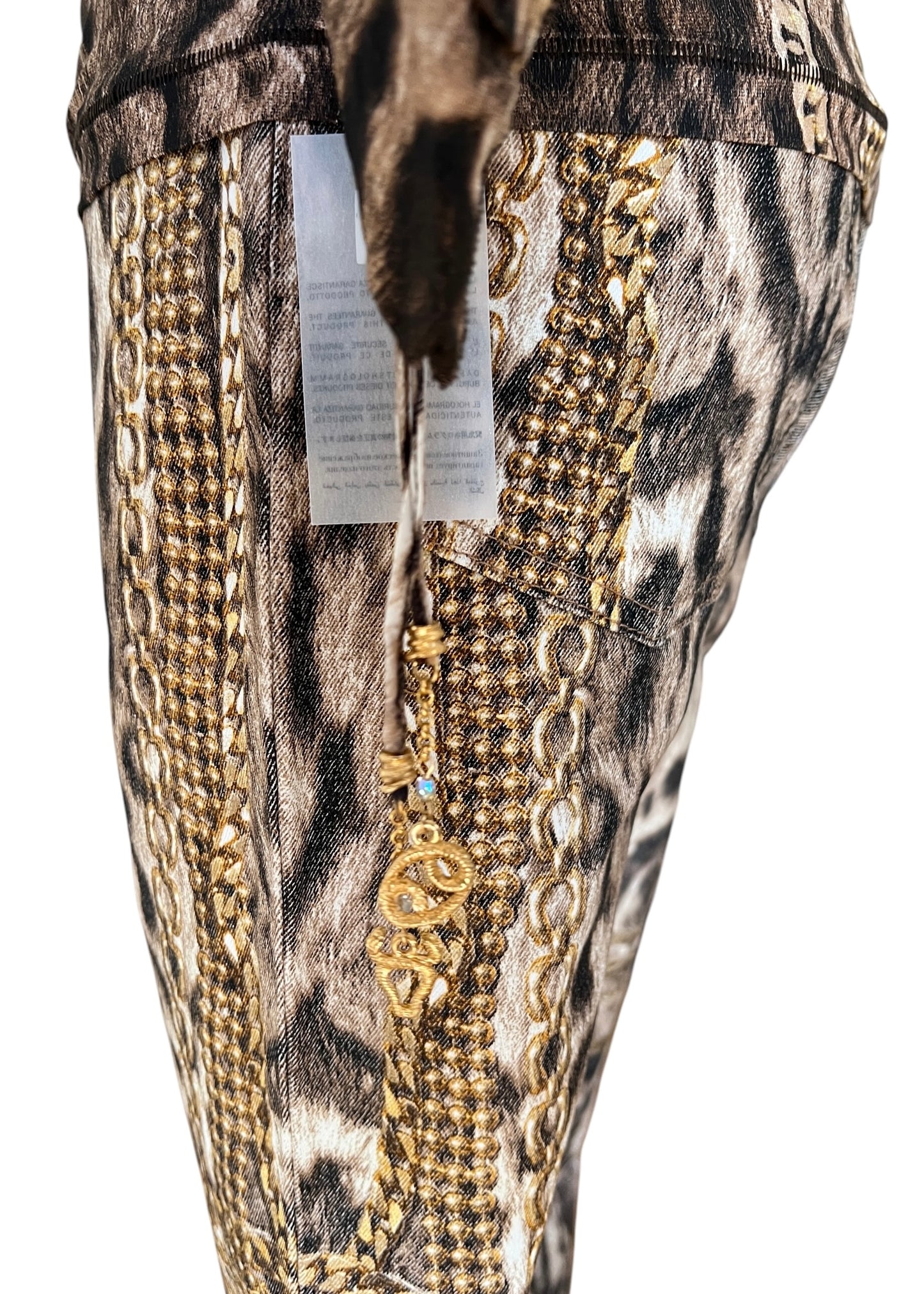 Roberto Cavalli Animal Print Chain Set | Archive Y2K Top & Jeans Co-Ord