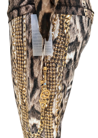 Roberto Cavalli Animal Print Chain Set | Archive Y2K Top & Jeans Co-Ord