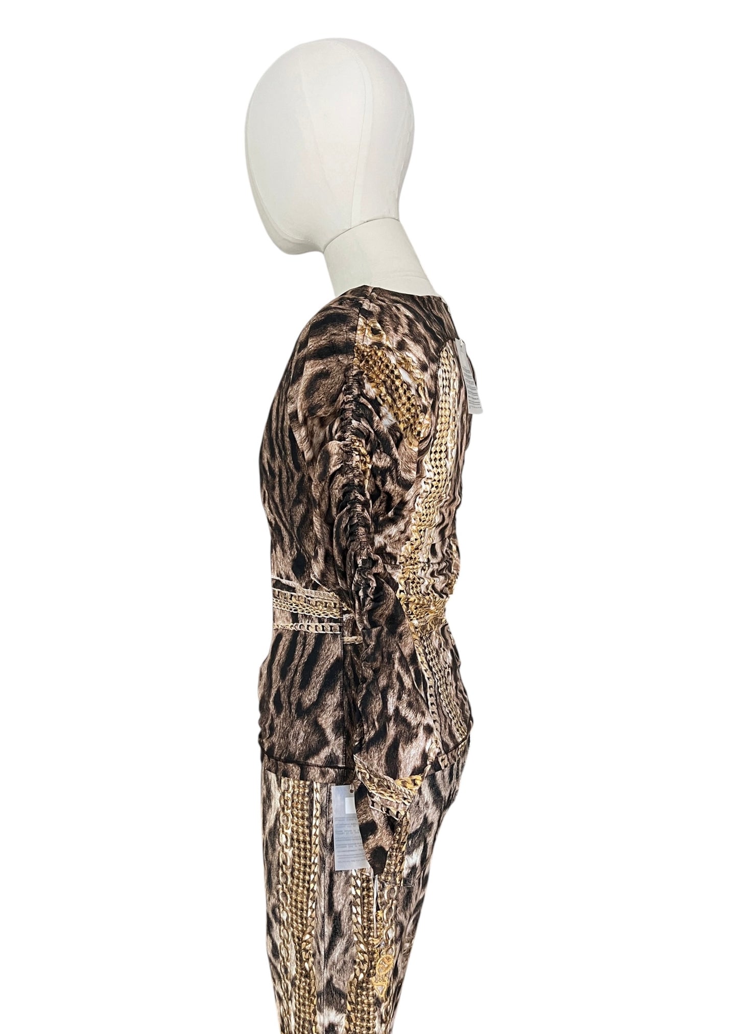 Roberto Cavalli Animal Print Chain Set | Archive Y2K Top & Jeans Co-Ord