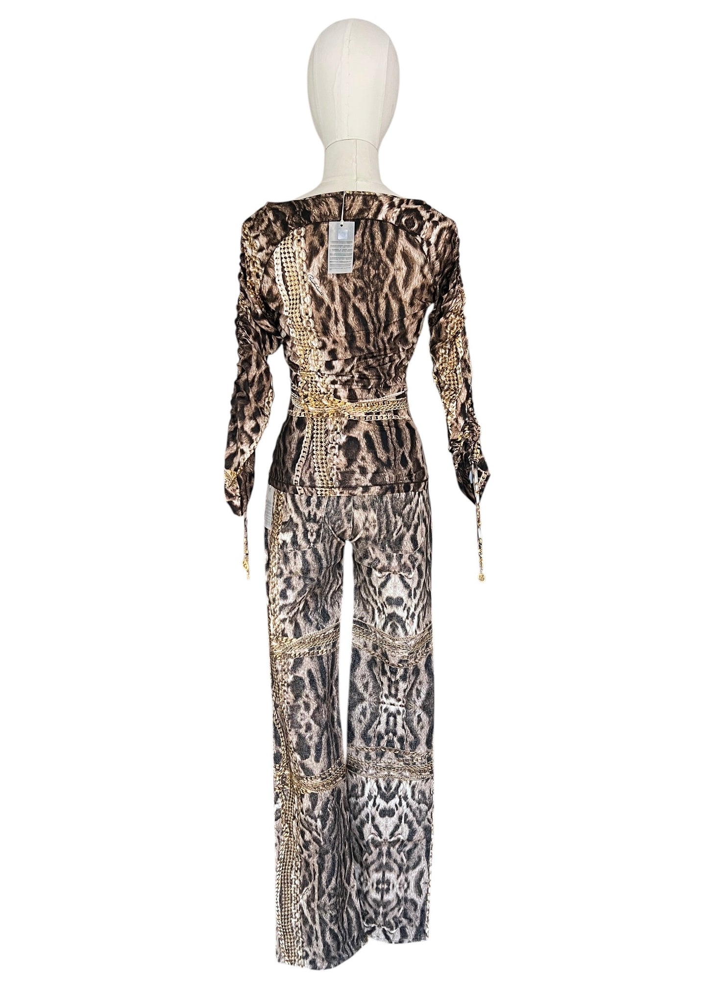 Roberto Cavalli Animal Print Chain Set | Archive Y2K Top & Jeans Co-Ord