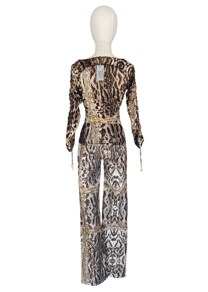 Roberto Cavalli Animal Print Chain Set | Archive Y2K Top & Jeans Co-Ord
