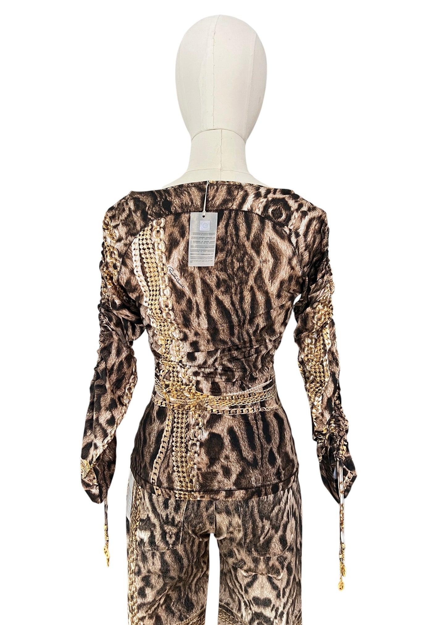 Roberto Cavalli Animal Print Chain Set | Archive Y2K Top & Jeans Co-Ord
