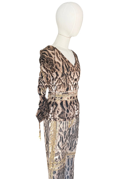 Roberto Cavalli Animal Print Chain Set | Archive Y2K Top & Jeans Co-Ord