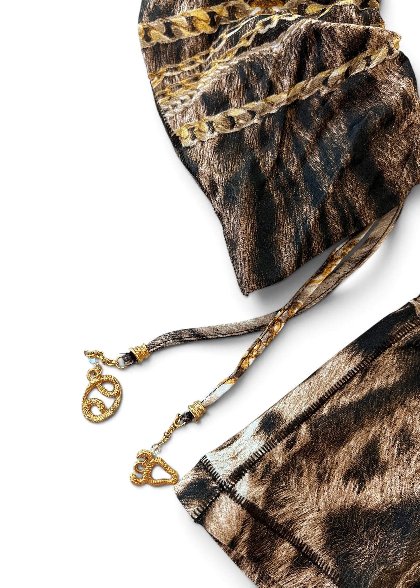 Roberto Cavalli Animal Print Chain Set | Archive Y2K Top & Jeans Co-Ord