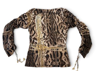 Roberto Cavalli Animal Print Chain Set | Archive Y2K Top & Jeans Co-Ord