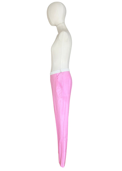 Vintage Miu Miu Pink Crystal Waist Pants | Y2K Low Rise Tech Cotton Trousers