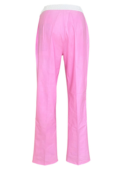 Vintage Miu Miu Pink Crystal Waist Pants | Y2K Low Rise Tech Cotton Trousers