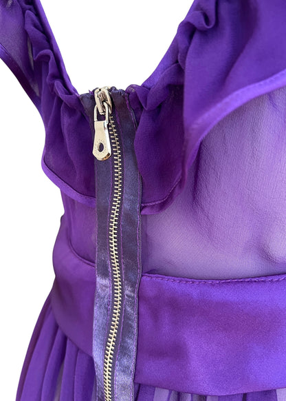 Dolce & Gabbana Silk Chiffon Babydoll Camisole | Purple Sheer Ruffle Top