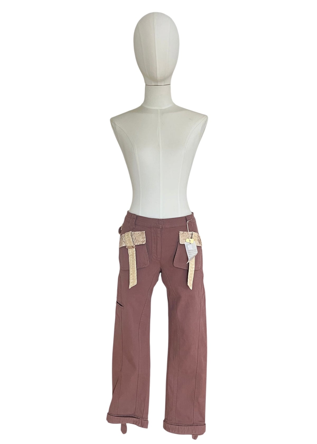 Roberto Cavalli SS2005 Vintage Python Leather Cargo Pants | Archive Y2K Designer Trousers Brown | Rare Collectible