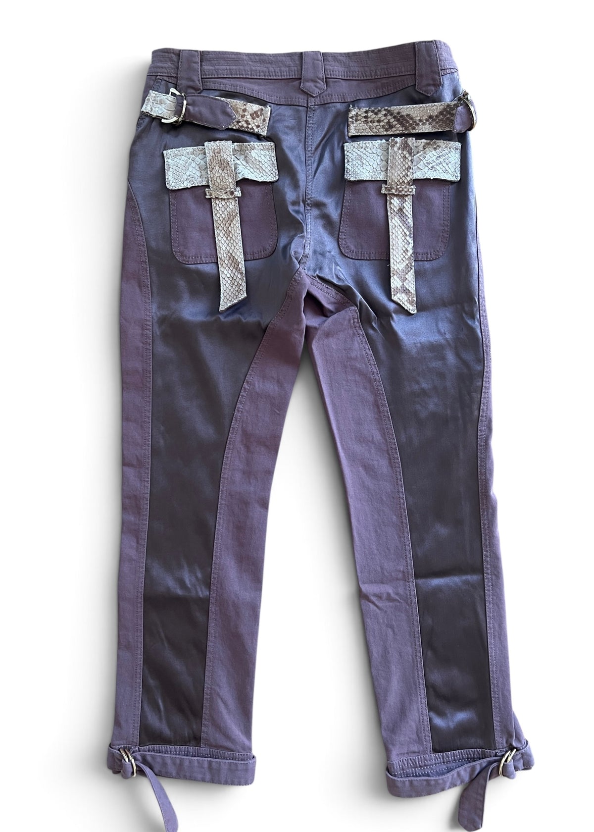 Roberto Cavalli SS2005 Vintage Python Leather Cargo Pants | Archive Y2K Designer Trousers Brown | Rare Collectible