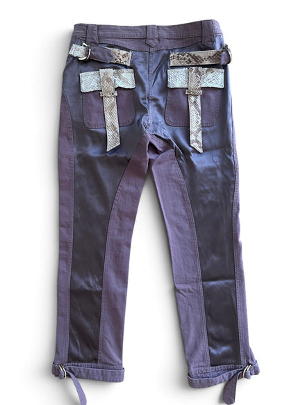 Roberto Cavalli SS2005 Vintage Python Leather Cargo Pants | Archive Y2K Designer Trousers Brown | Rare Collectible