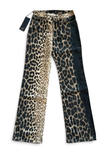 Just Cavalli Leopard Print Jeans Y2K  Bootcut Animal Print Denim | Roberto Cavalli Archive