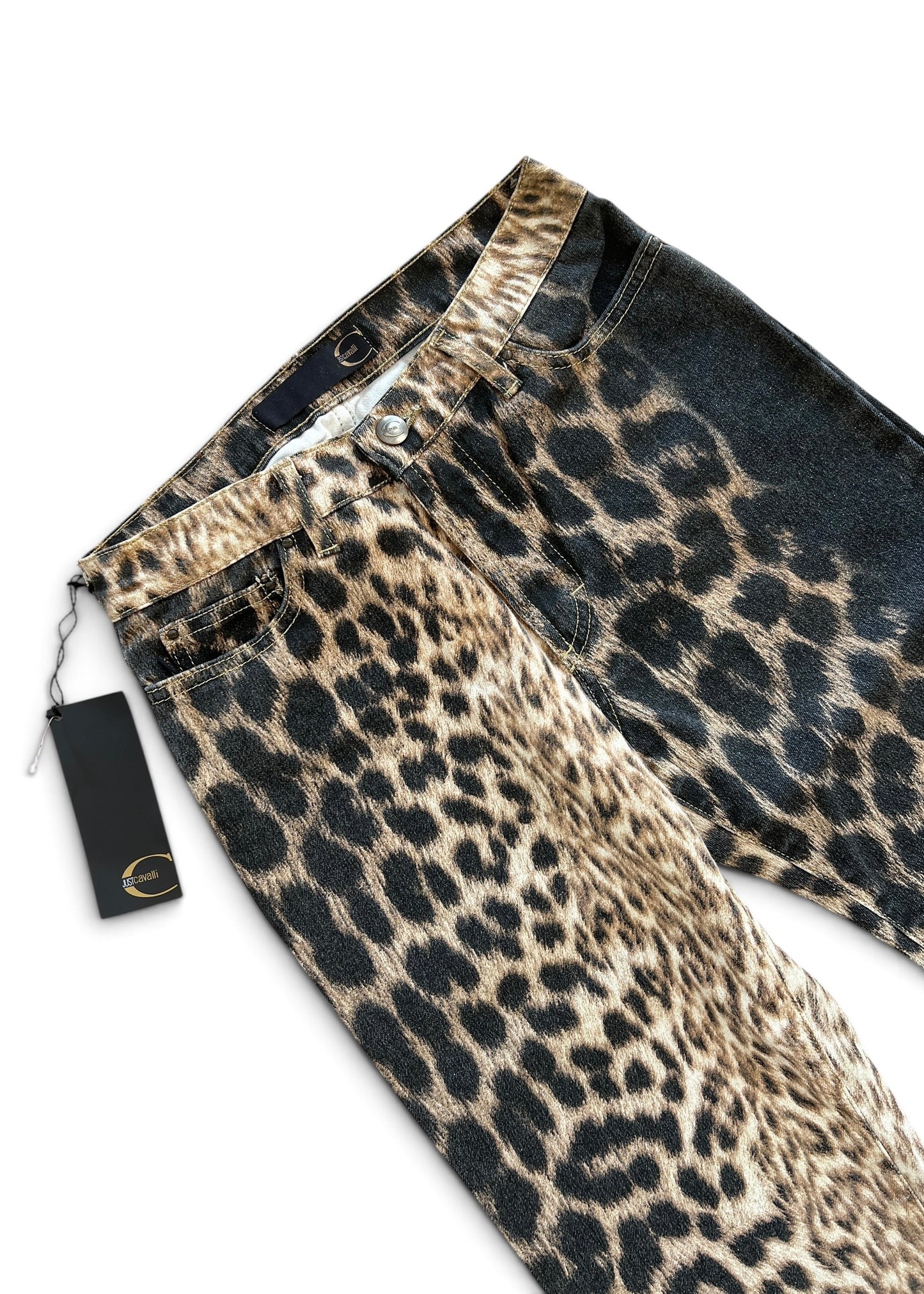Just Cavalli Leopard Print Jeans Y2K  Bootcut Animal Print Denim | Roberto Cavalli Archive