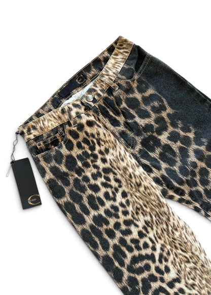 Just Cavalli Leopard Print Jeans Y2K  Bootcut Animal Print Denim | Roberto Cavalli Archive