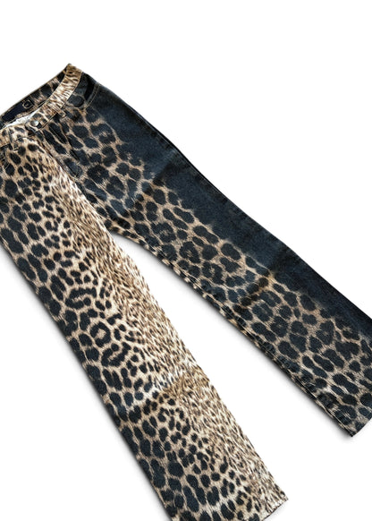 Just Cavalli Leopard Print Jeans Y2K  Bootcut Animal Print Denim | Roberto Cavalli Archive