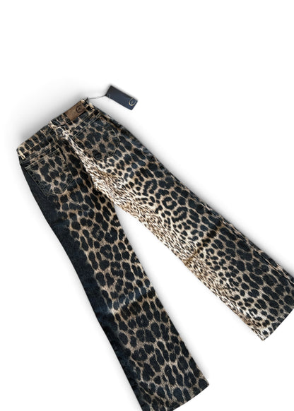 Just Cavalli Leopard Print Jeans Y2K  Bootcut Animal Print Denim | Roberto Cavalli Archive